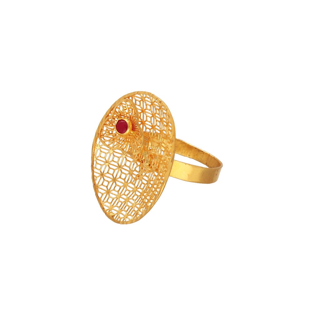 Simple Floral 22K Gold Ring For Women