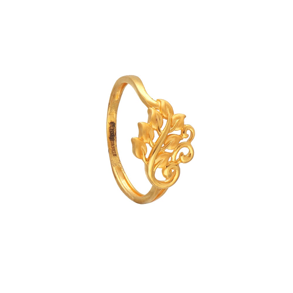Buy 22Kt Plain Gold Growing Leaf Design Ladies Ring 97VM1251 ...