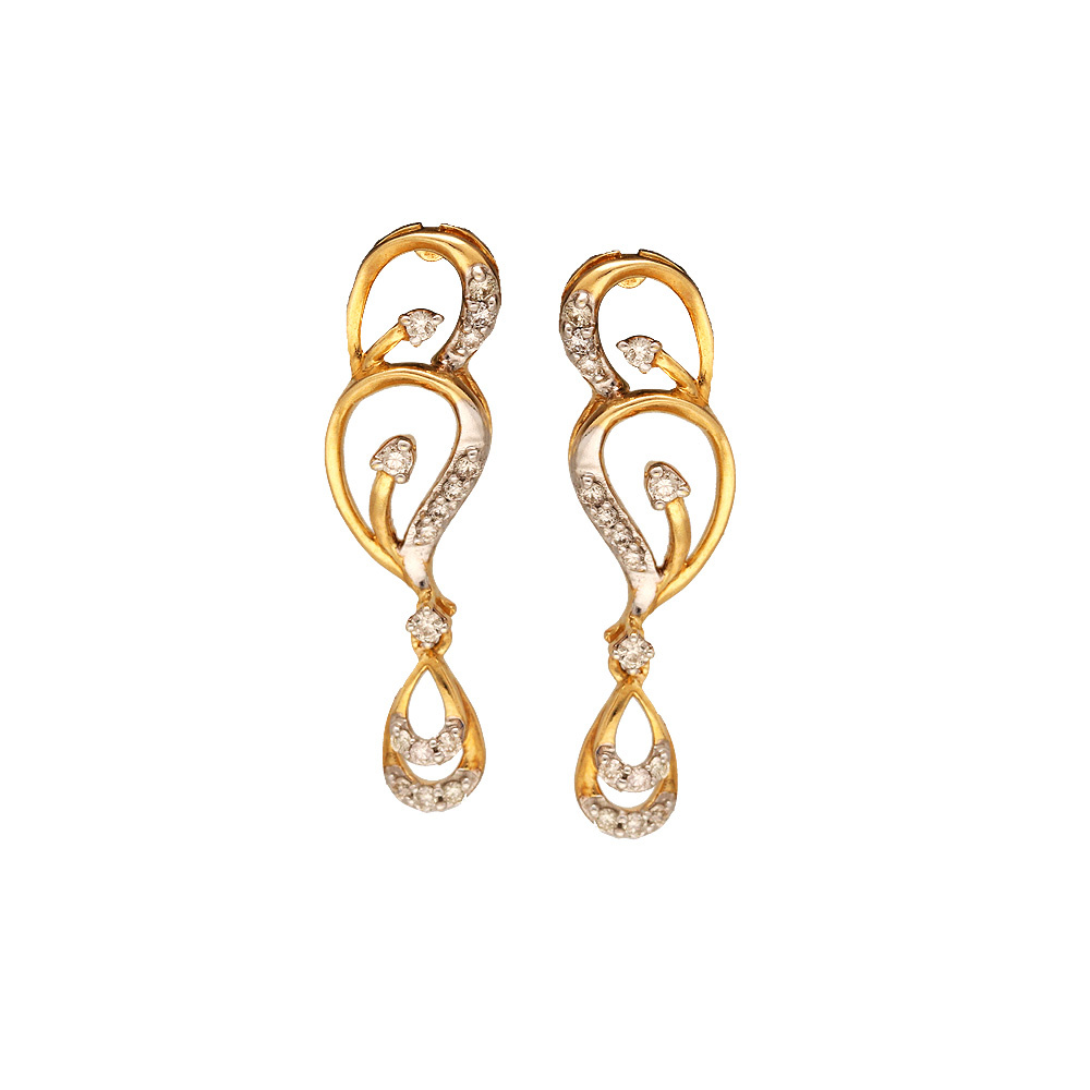 Teardrop Design Fancy Gold Drop Earrings