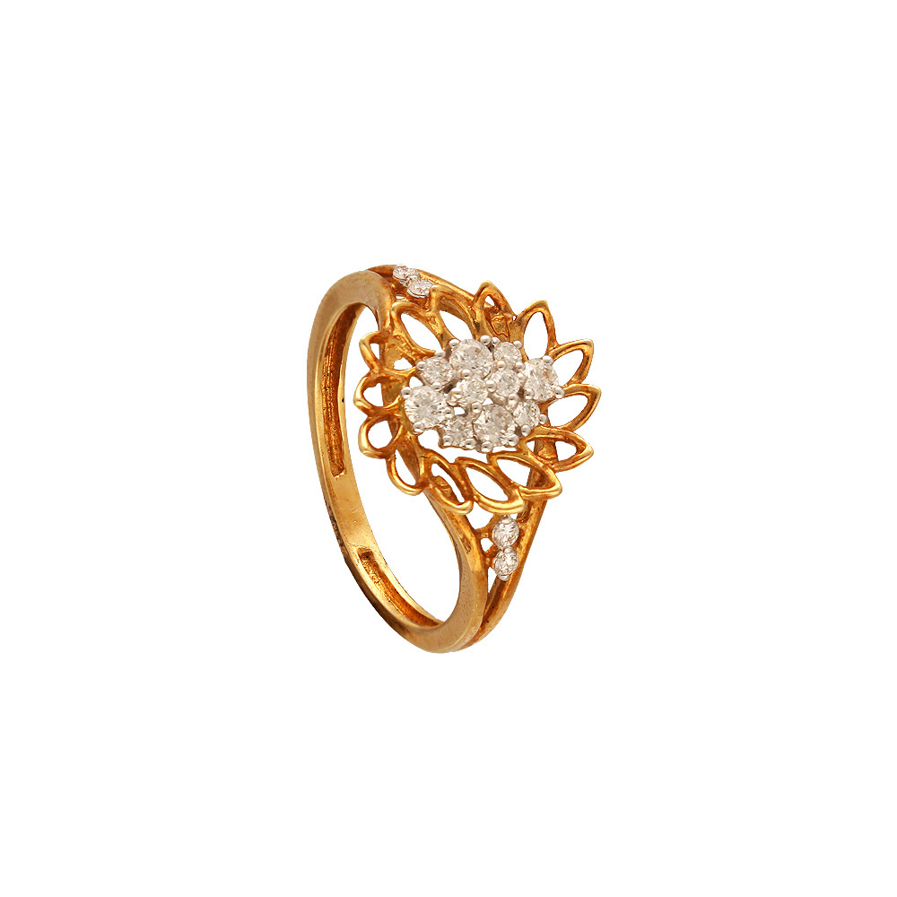 22K Beautiful Signity Ring - RiLs24462 - 22K Gold Ladies Ring is beautifully  designed in an elegant pattern with studded Signity Star CZ ston