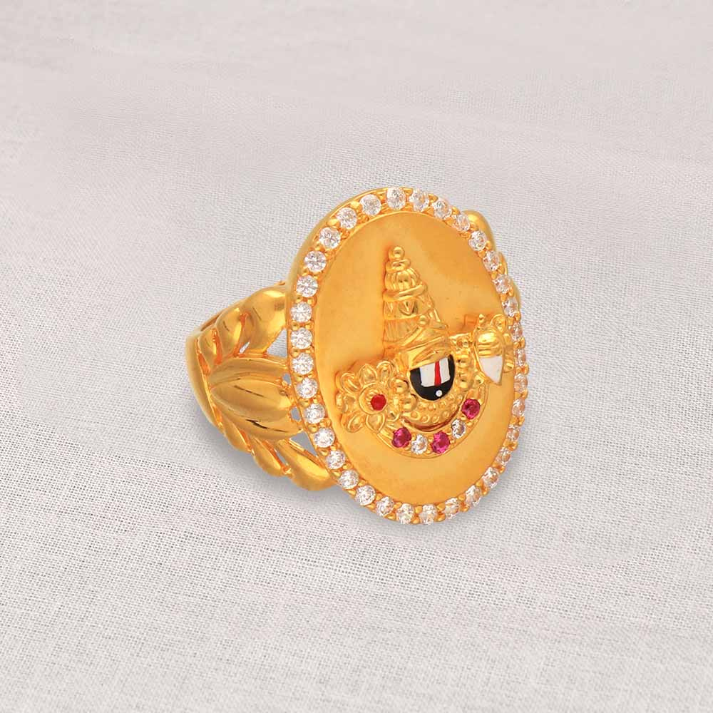 Lord Ganesh with Om Ring - AjRi56569 - 22k gold exclusive designer mens ring  with Lord Ganesha embossed on top of the ring with Om written