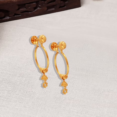 22ct Gold Hoop Earrings with Rhodium Design (4g) E-7923-sgquangbinhtourist.com.vn