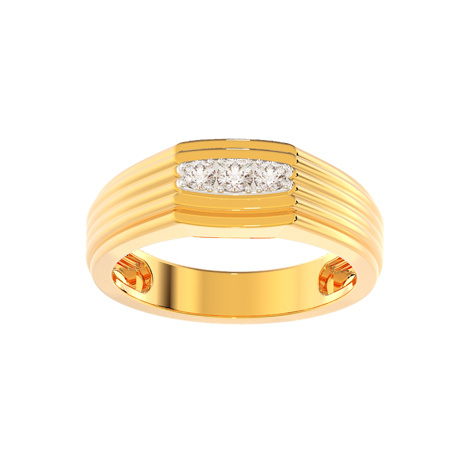 Fancy Glossy Gold and Diamond Finger Ring
