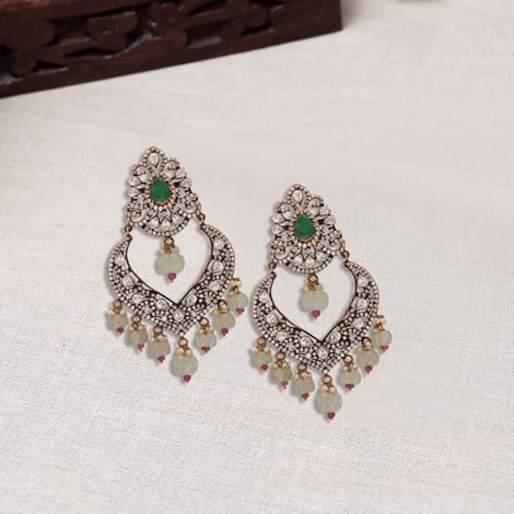 Green Stones Fitted Laxmi Earring - Etsy