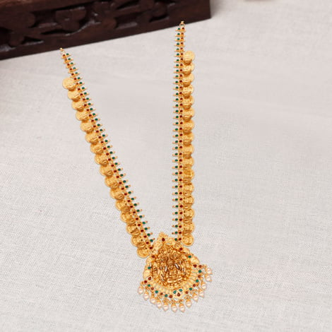 Lakshmi kaasu mala with Lakshmi pendent | Gold necklace designs, Gold earrings  designs, Gold fashion necklace