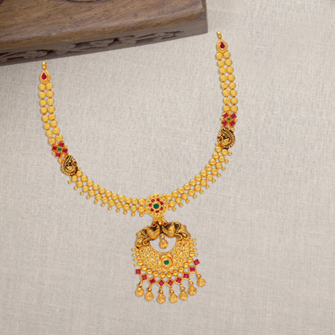 22ct Gold Long Necklace Set – Roop Darshan