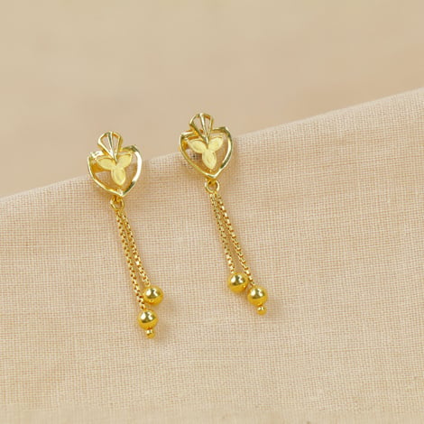 Gold Toned Long Pearl Drop Earrings | FashionCrab.com