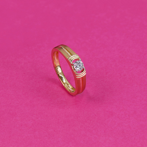 Showroom of Single diamond engagement ring with cross band in yellow gold |  Jewelxy - 172201