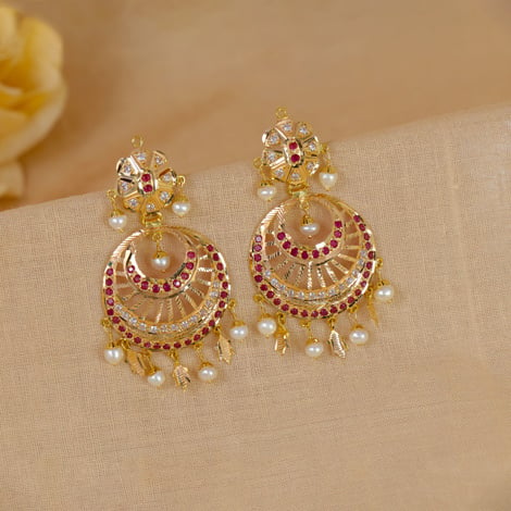 Big Kundan Chandbali Earrings/ Punjabi Chandbali/ Pearl Earrings –  AryaFashions
