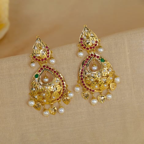 Buy CRUNCHY FASHION Royal Heavy Chandbali Gold-Plated White Drop & Dangler  Earrings Online at Best Prices in India - JioMart.