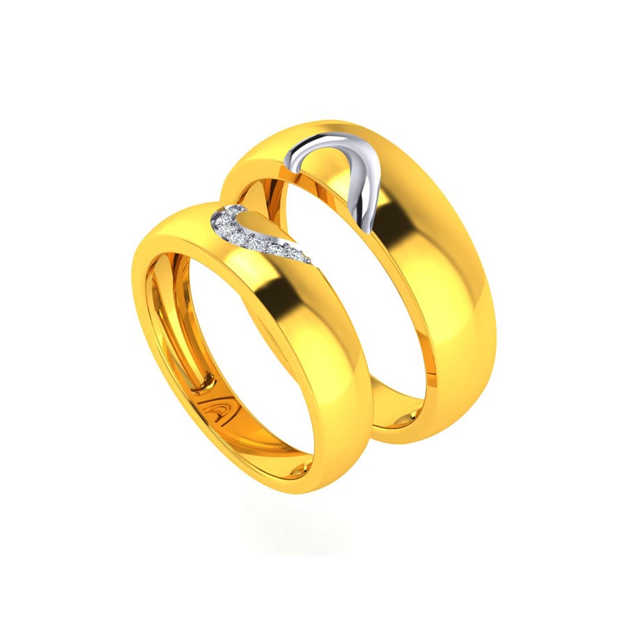 Custom Engraved Matching Half Heart Promise Couples Rings Gullei.com