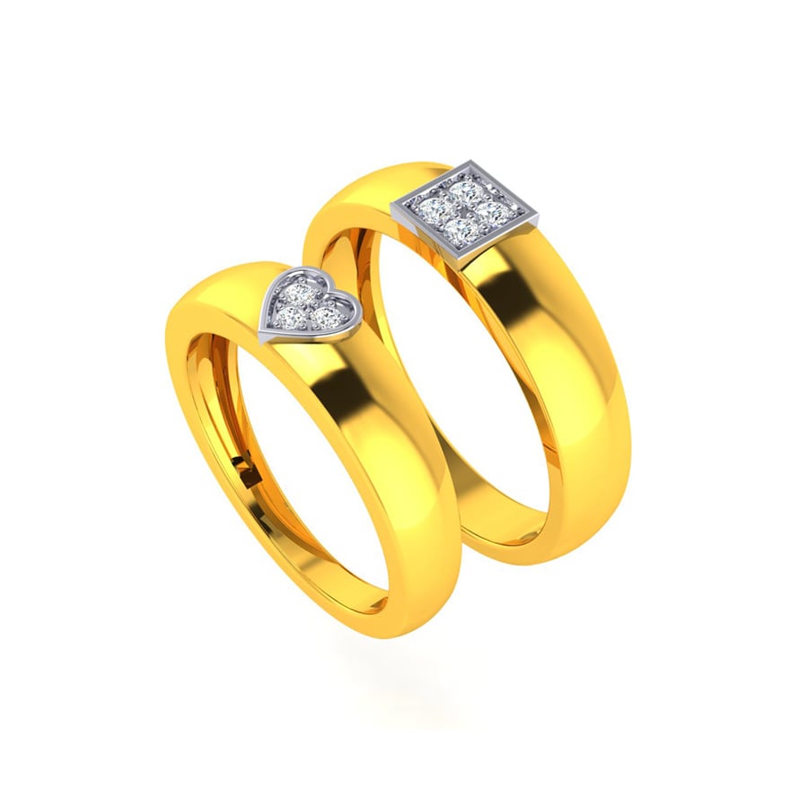 Showroom of Fancy single stone gold couple rings | Jewelxy - 227916