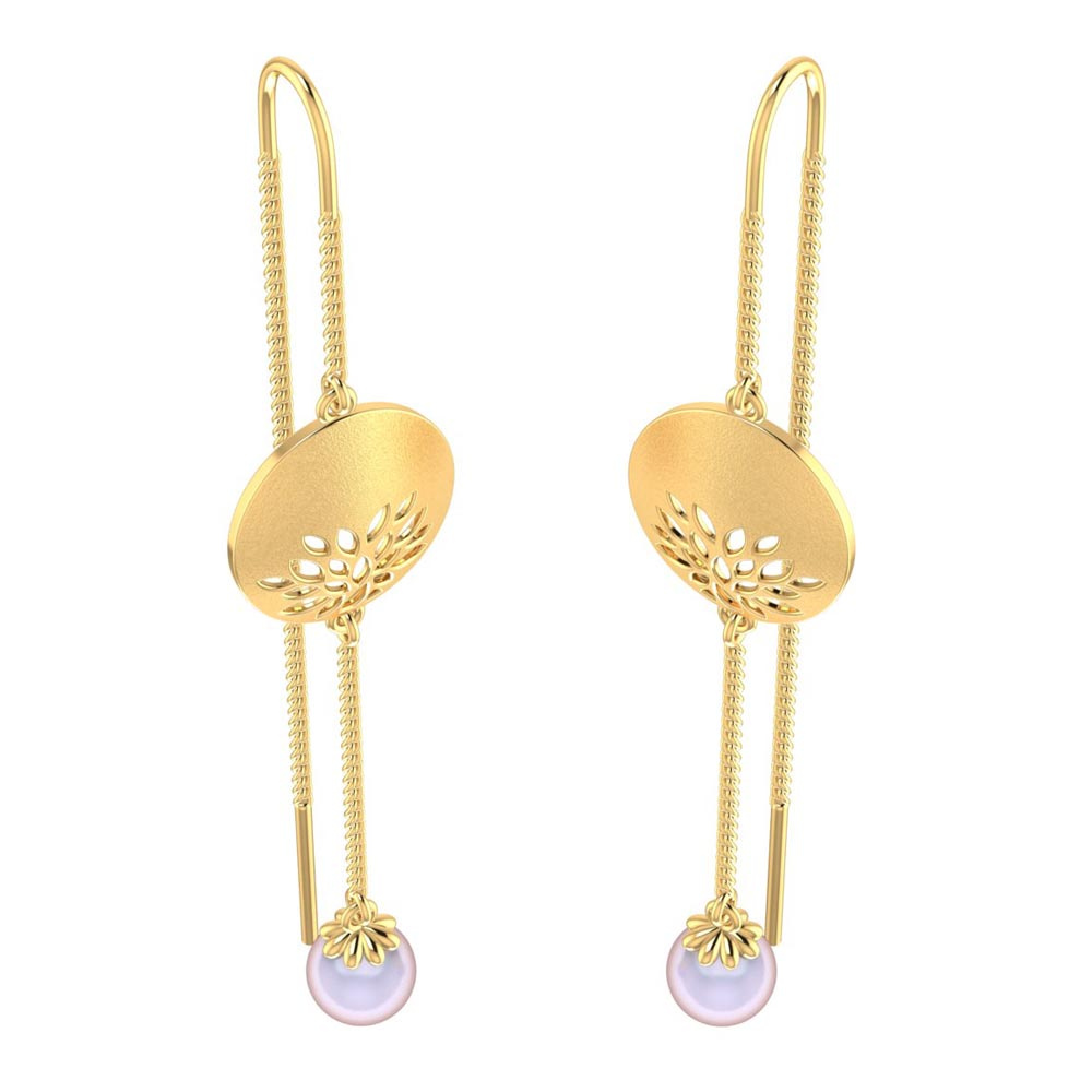 gold plated long chain dangle earrings sui dhaga for women – Karizma Jewels