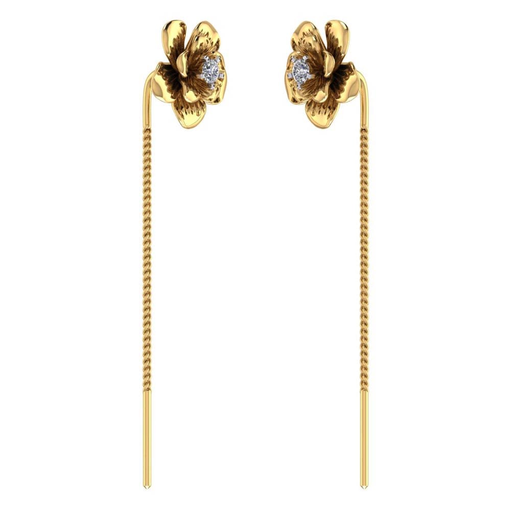Saanavi Gold Sui Dhaga Earrings-Candere by Kalyan Jewellers