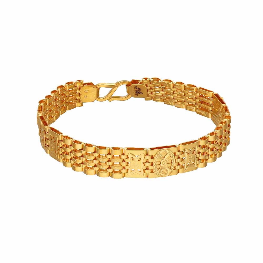 22k Gold Mens Bracelet - AjBr60064 - 22k gold mens bracelet in matte and  shine finish combination.