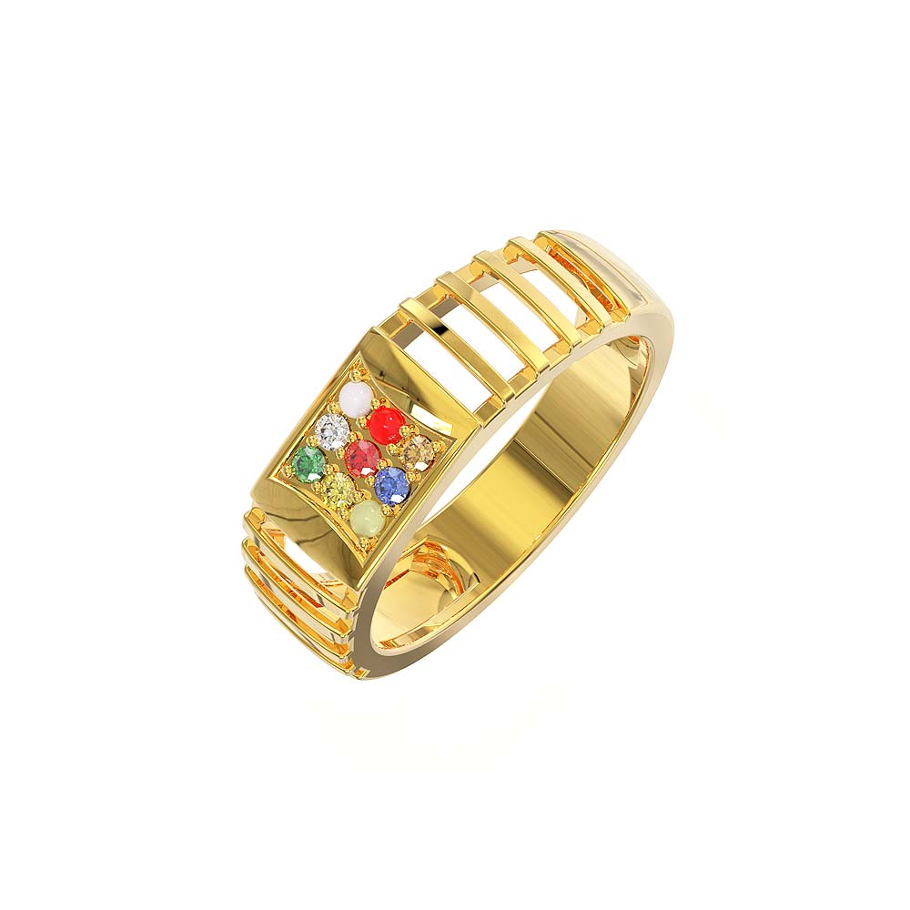 Navaratna gold ring | Gold ring designs, Mens gold rings, Gents ring design