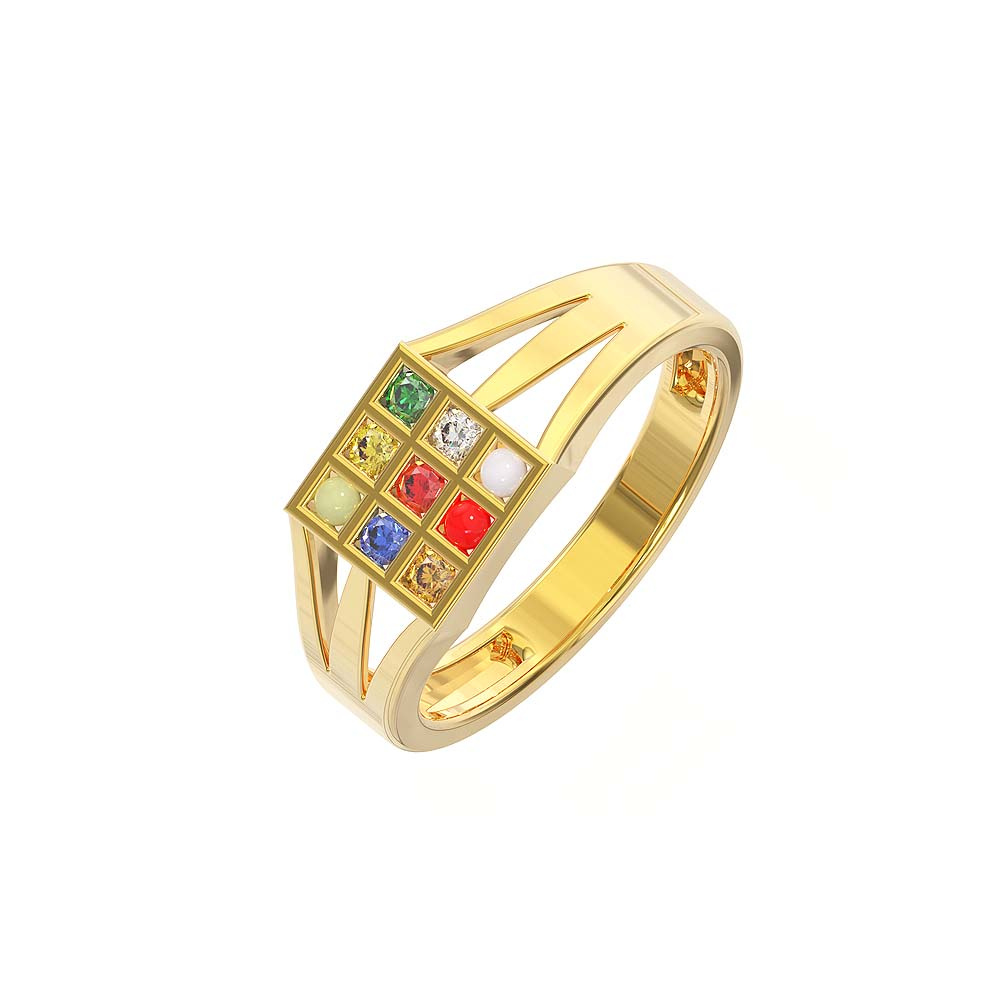 Buy Navratan Ring Gold Ring for Men & Women 9 Gemstone Unisex Ring with  Certificate of Authenticity Online at desertcartINDIA