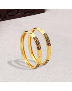 16VJ6276 | Vaibhav Jewellers 22K Plain Gold Fancy Enamel Broad Half Round Bangles 16VJ6276