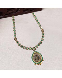 111MP2440 | Vaibhav Jewellers 22K Precious Emerald Lakshmi Haram 111MP2440
