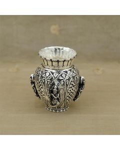 340VA9640 | Silver Antique Embossed Lord Krishna Design Pancha Patra 340VA9640