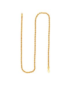 64MQ4010 | 22Kt Plain Gold Hallow Rope Chain 64MQ4010
