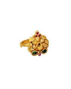 94VH1825 | 22Kt Gold Semi Precious Stone Leaf Design Ladies Ring 94VH1825