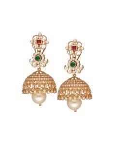 155VH8322 | 18Kt Diamond Fancy Ruby Emerald Jhumka Earrings 155VH8322