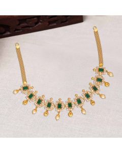10VG7876 | 22Kt Plain Gold Modern Emerald Necklace 10VG7876