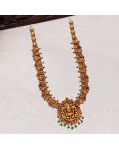124VG4402 | 22Kt Antique Gold Bridal Temple Nakshi Haram 124VG4402