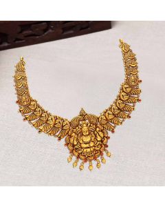 123VG7874 | 22Kt Antique Gold Indian Traditional Nakshi Necklace 123VG7874