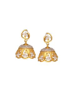 155VH7869 | 18Kt Gold Perfect Diamond Jhumkas For Indian Bride 155VH7869