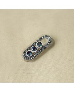 208VQ2911 | Traditional Byzantine Style Antique Silver Saree Pin 208VQ2911