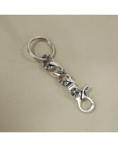 208VQ3937 | Pure Silver Floral Cross Link Key Chain 208VQ3937