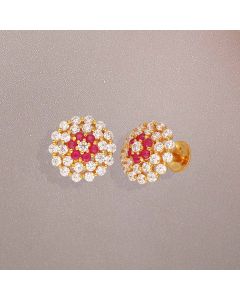81VH2995 | 22Kt Small CZ Cluster Gold Studs For Baby Girl 81VH2995
