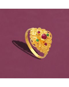 94MP4623 | 22Kt Plain Gold Baby Girl Ring With Semi Precious Stones 94MP4623