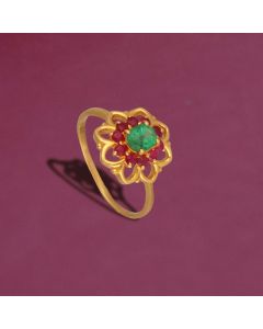 95MP3300 | 22Kt Precious Stone Studded Shimmering Floral Gold Ring For Baby Girl 95MP3300