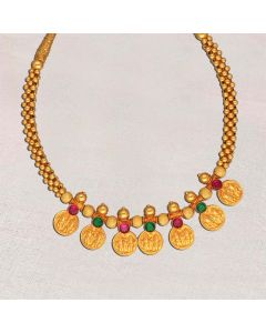 123VG7194 | 22Kt Maharashtrian Bridal Antique Thusi Gold Necklace 123VG7194