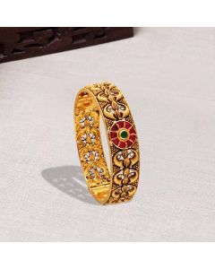 125VG1906 | 22Kt Antique Nakshi Broad Gold Bangles For Wedding 125VG1906