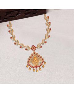 110VG7080 | 22Kt Lakshmi Pendant Ruby Stone Gold Necklace 110VG7080
