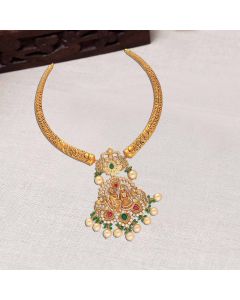 110VG7333 | 22Kt Traditional Kante Gold Necklace With Radha Krishna Pendant 110VG7333