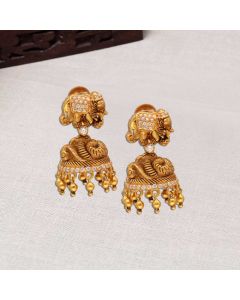 82VJ687 | 22Kt Elephant Design Gold Earrings 82VJ687