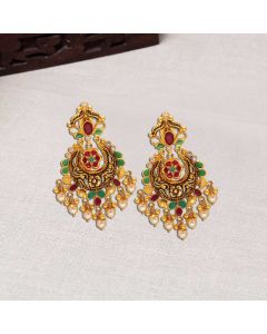 74VL760 | 22Kt Designer Chandini Gold Hangings With Semi Precious Stones 74VL760