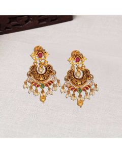 76JG5041 | 22Kt Chandbali Style Pachi Gold Earrings 76JG5041
