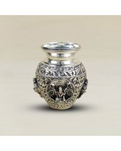 334VA991 | Pure Silver Antique Embossed Ashtalakshmi Kalash 334VA991