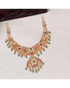 110VG7030 | 22Kt Designer Bridal Wear Pachi Work Gold Necklace 110VG7030
