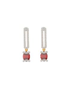 155H9211 | 18Kt Osha Oval Ruby Diamond Drop Earrings 155H9211