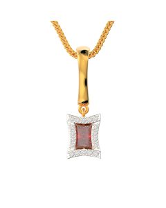 166G7072 | 18Kt Blazing Red Stone Diamond Pendant 166G7072