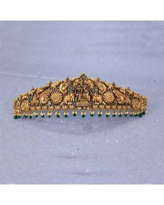 58JG775 | 22Kt Exquisite Radha Krishna Temple Gold Vaddanam With Antique Finish 58JG775