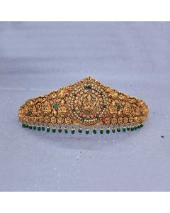 58VG808 | 22Kt Ashta Lakshmi Antique Gold Vaddanam With Nakshi Work 58VG808