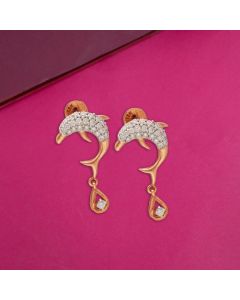 155VH5420 | 18Kt Rose Gold Diamond Dolphin Earrings 155VH5420